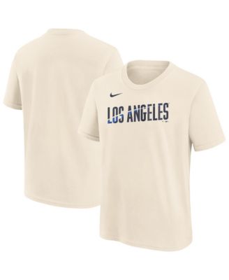Big Boys and Girls Natural Los Angeles Dodgers City Connect Wordmark T-Shirt