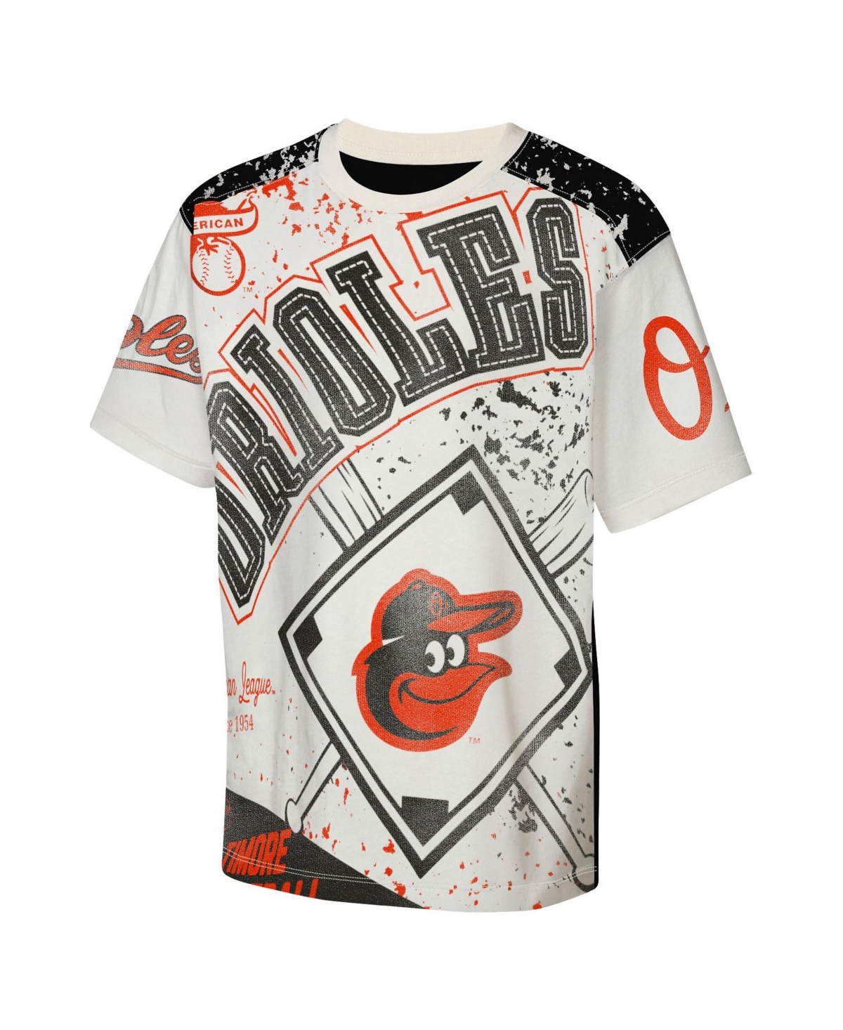 Outerstuff Big Boys and Girls Cream Baltimore Orioles League Top Player Bold All-Over-Print T-Shirt