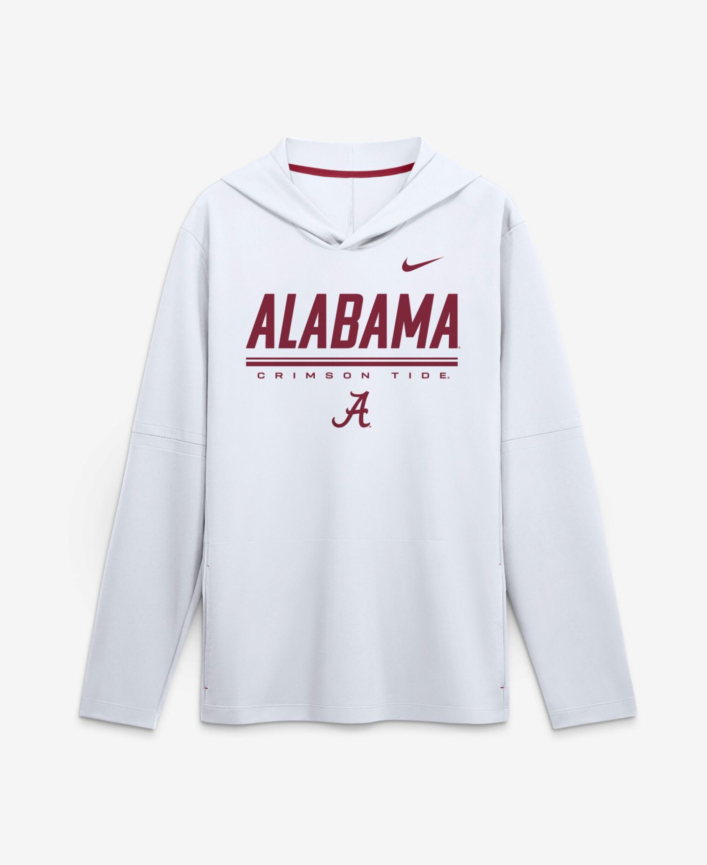 Мужская футболка Nike White Alabama Crimson Tide 2026 Sideline Lightweight Long Sleeve Hooded Dri-FIT — фото 1