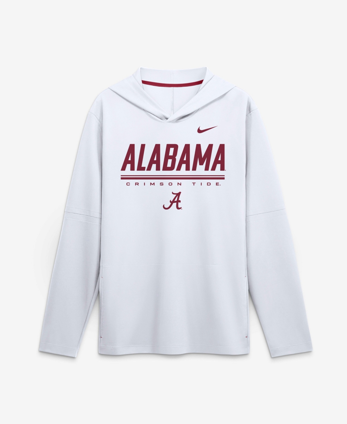 Nike Men's White Alabama Crimson Tide 2026 Sideline Lightweight Long Sleeve Hooded Dri-fit T-Shirt - White