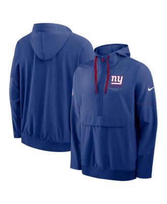 Men's Royal New York Giants Sideline Anorak Half-Zip Hooded Jacket