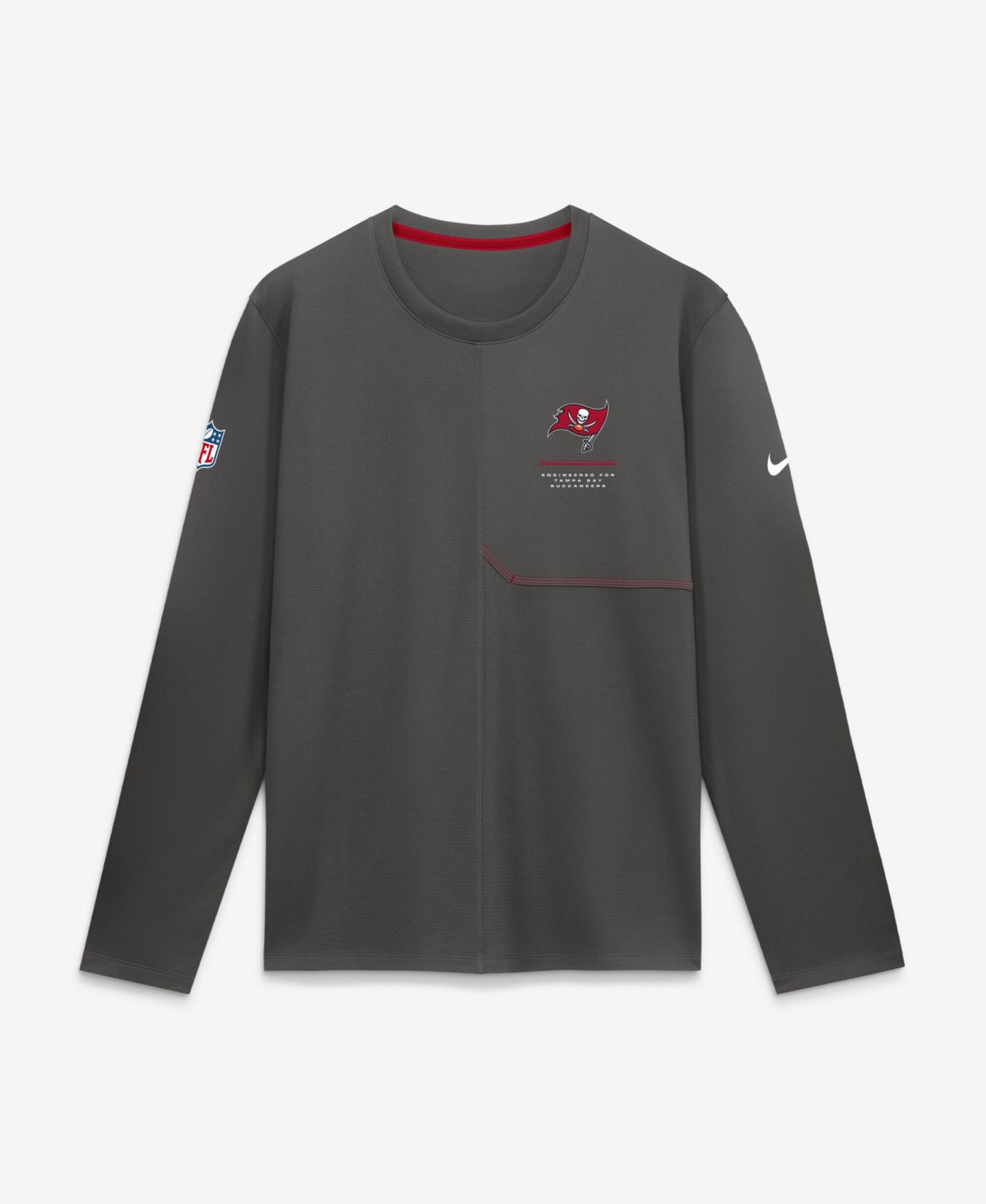 Мужская рубашка Nike Pewter Tampa Bay Buccaneers Sideline Coaches UV Dri-FIT Long Sleeve — фото 1