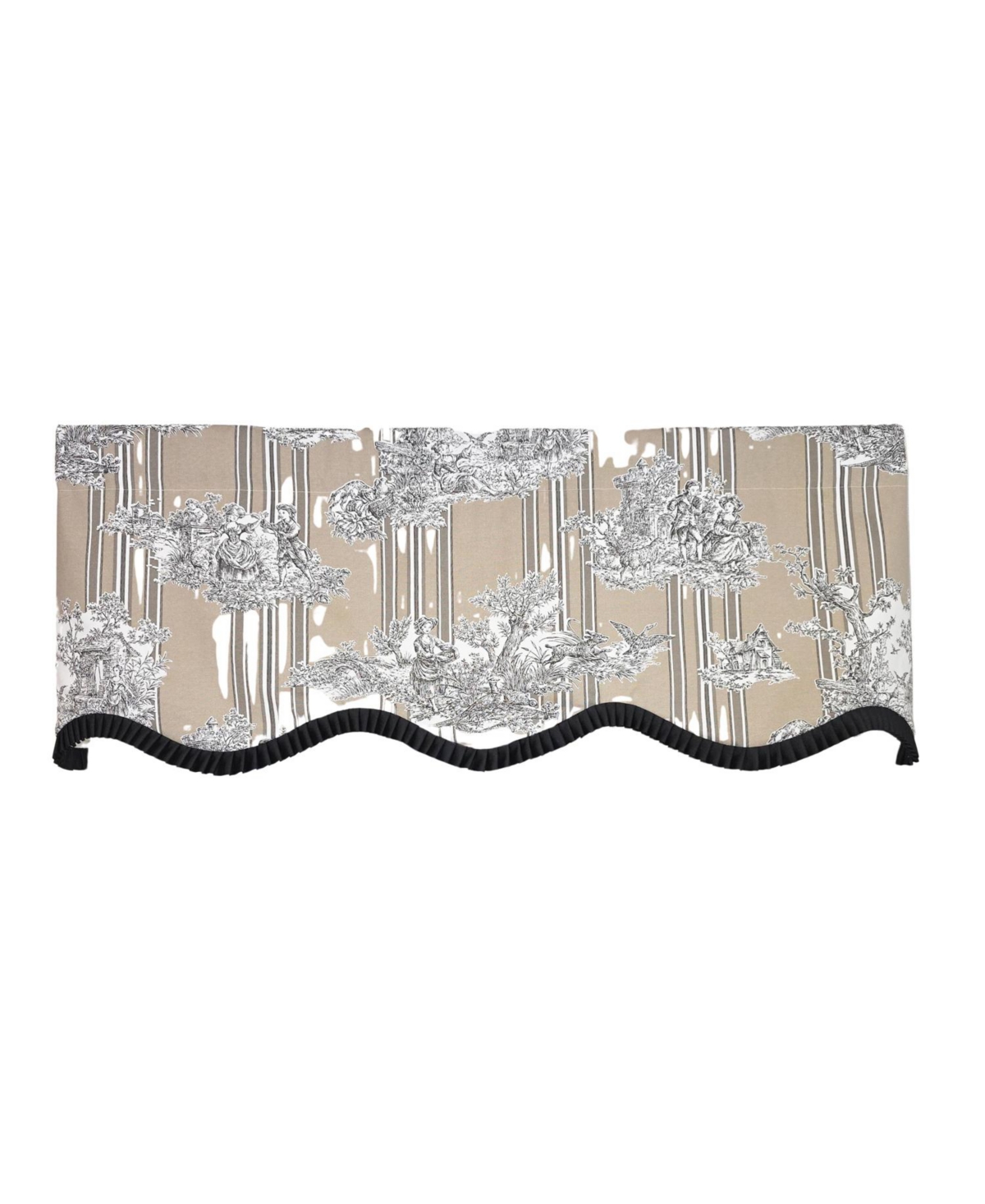 Rlf Home Caceres Stripe Trimmed Cornice Window Valance 100% Cotton Lined Rod Pocket