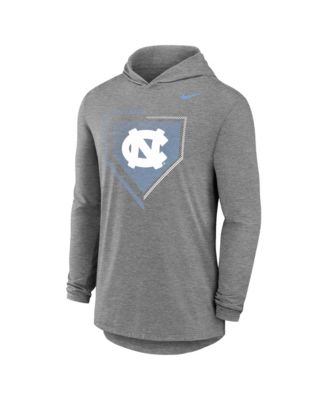 Men's Gray North Carolina Tar Heels 2026 NCAA Baseball Men's College World Series Dugout Long Sleeve Hooded T-Shirt