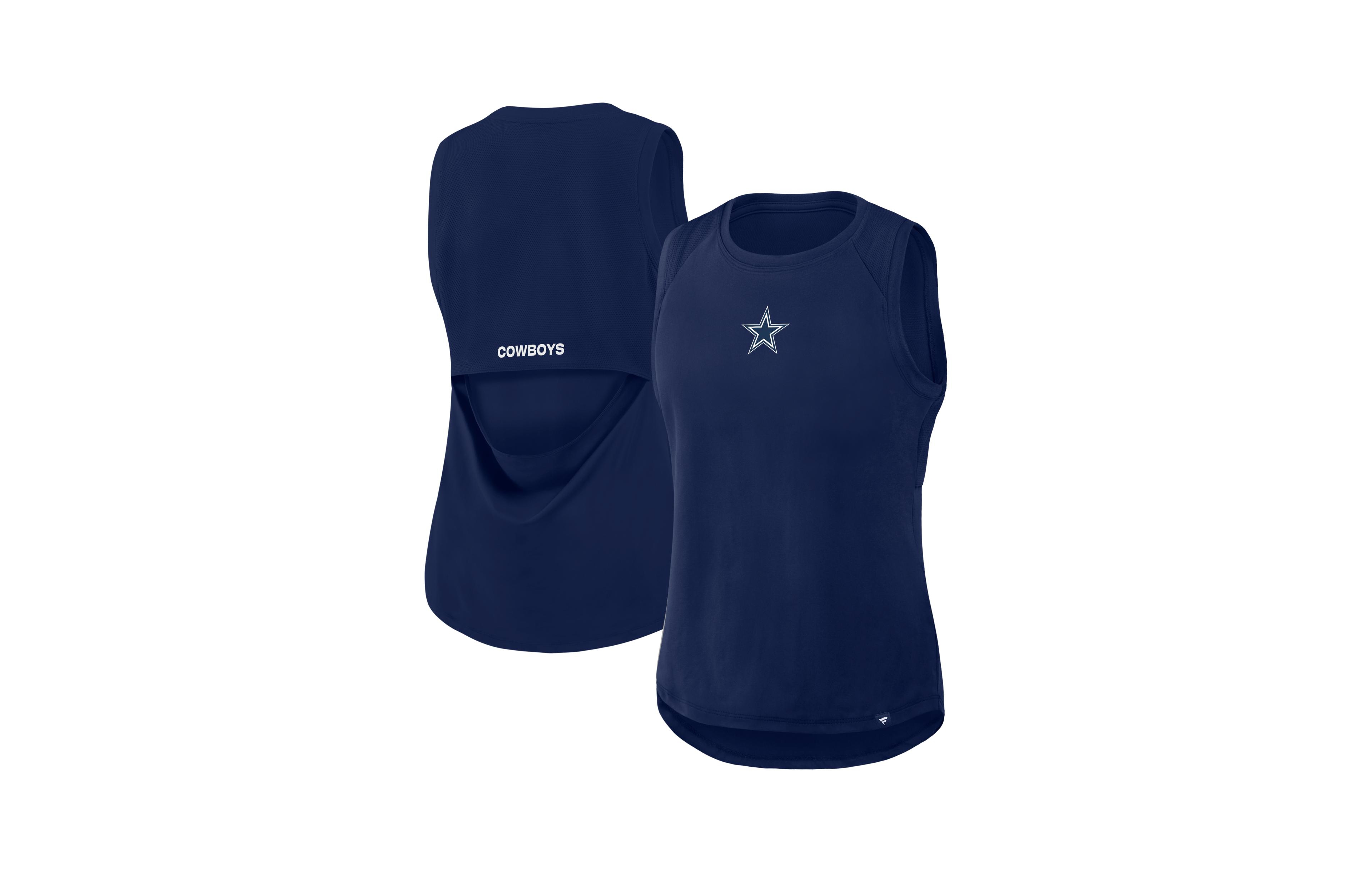 Fanatics Women's Navy Dallas Cowboys Draped Mesh Back Performance Tank Top