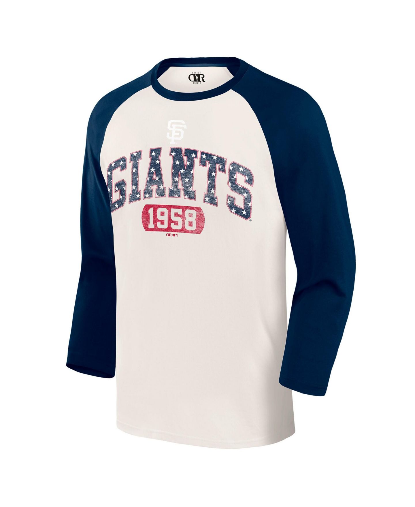 Мужская футболка Darius Rucker Collection By Fanatics Darius Rucker Collection by Cream/Navy San Francisco Giants Americana 3/4-Sleeve Raglan — фото 3