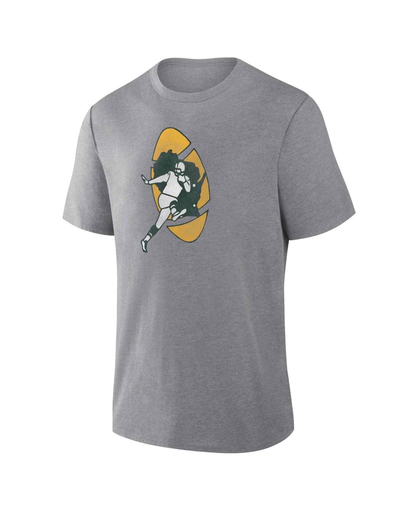 Мужская футболка Fanatics Heather Gray Green Bay Packers Heritage Tribute Tri-Blend — фото 3