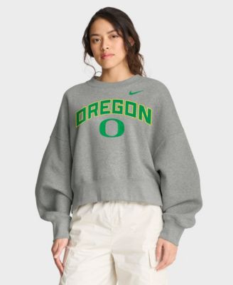 Women's Heather Gray Oregon Ducks Oversized Phoenix Arch Pullover Sweatshirt