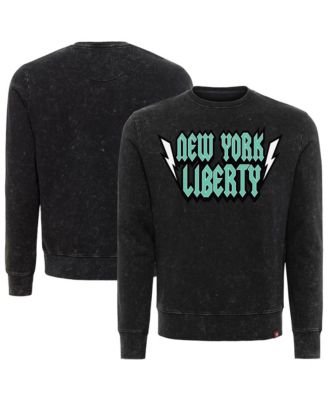 Men's and Women's Black New York Liberty Rock Roll Collection Freddy Mineral Wash Pullover Sweatshirt