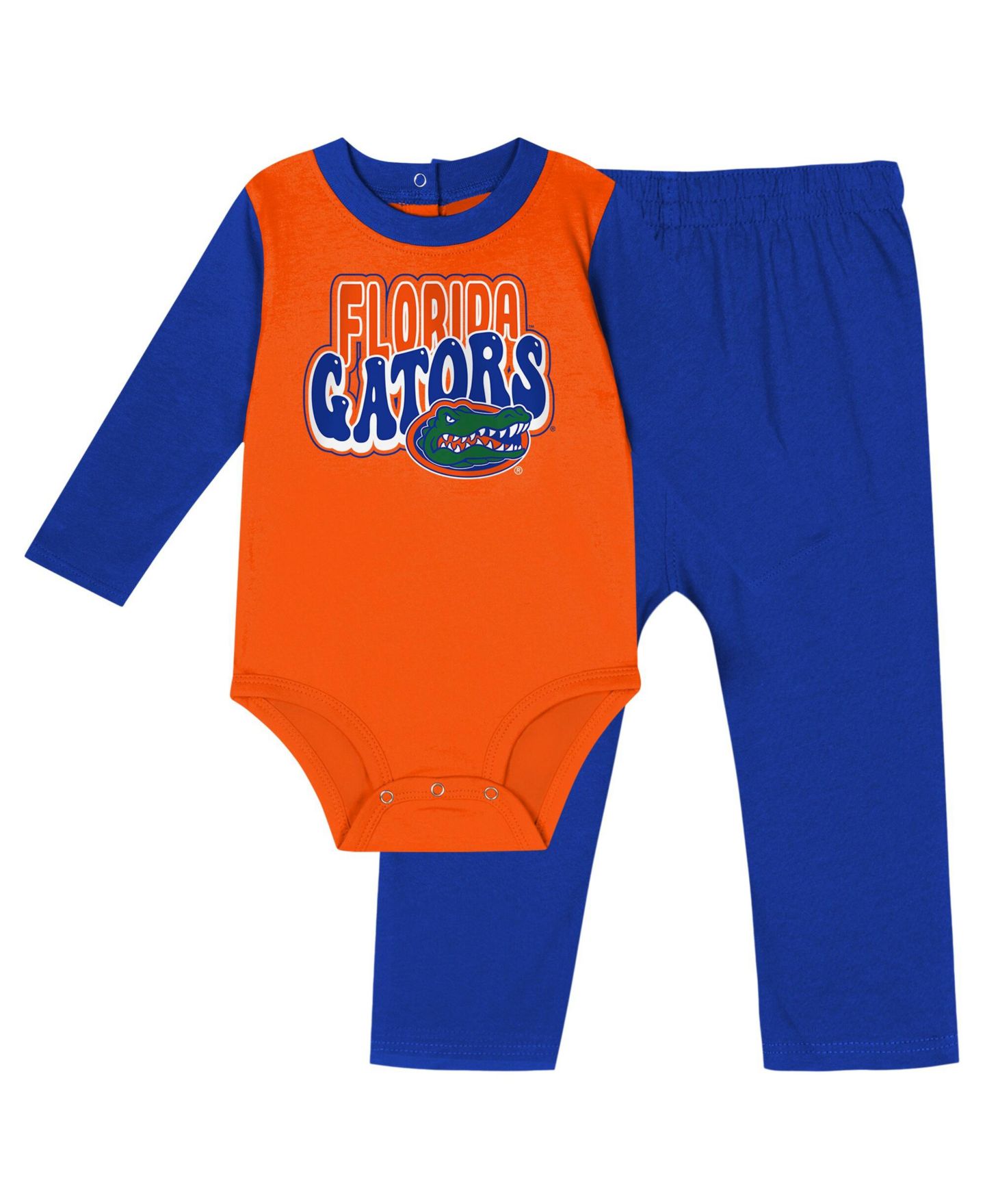 Детский комплект Outerstuff Baby Boys and Girls Royal Florida Gators Double Up Long Sleeve Bodysuit and Pant Set — фото 1