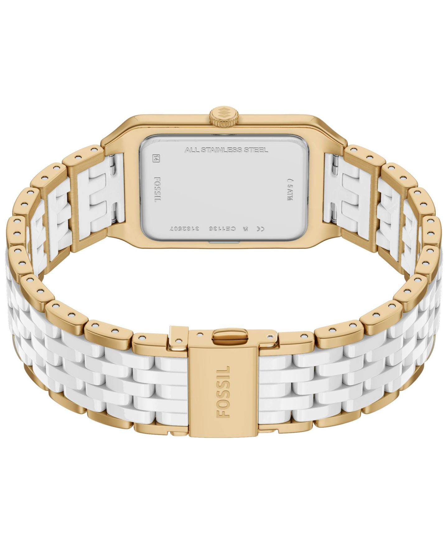 Женские часы Fossil Raquel Three-Hand Date Gold-Tone Stainless Steel White Ceramic 26mm — фото 4
