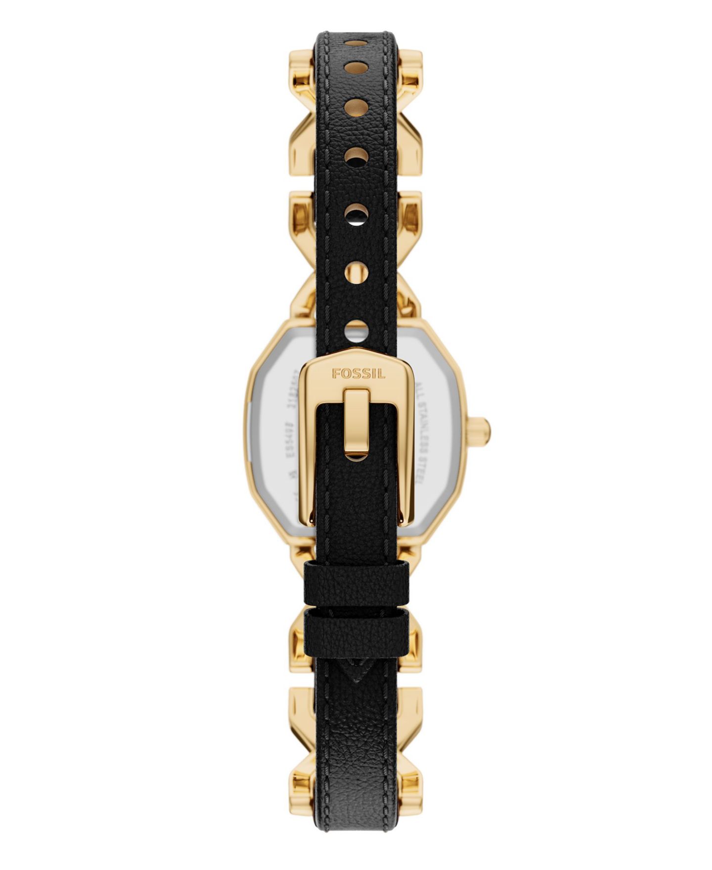 Женские часы Fossil Harlow Three-Hand Black Leather and Gold-Tone Stainless Steel Watch 22mm — фото 2