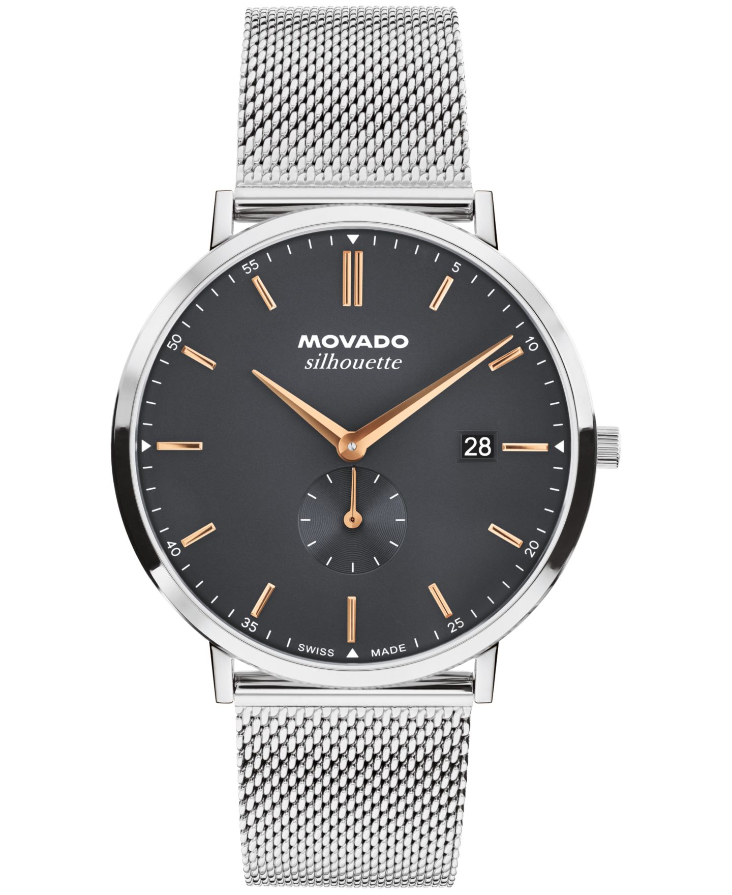 Мужские часы Movado Silhouette Swiss Quartz Stainless Steel Watch 40mm — фото 1