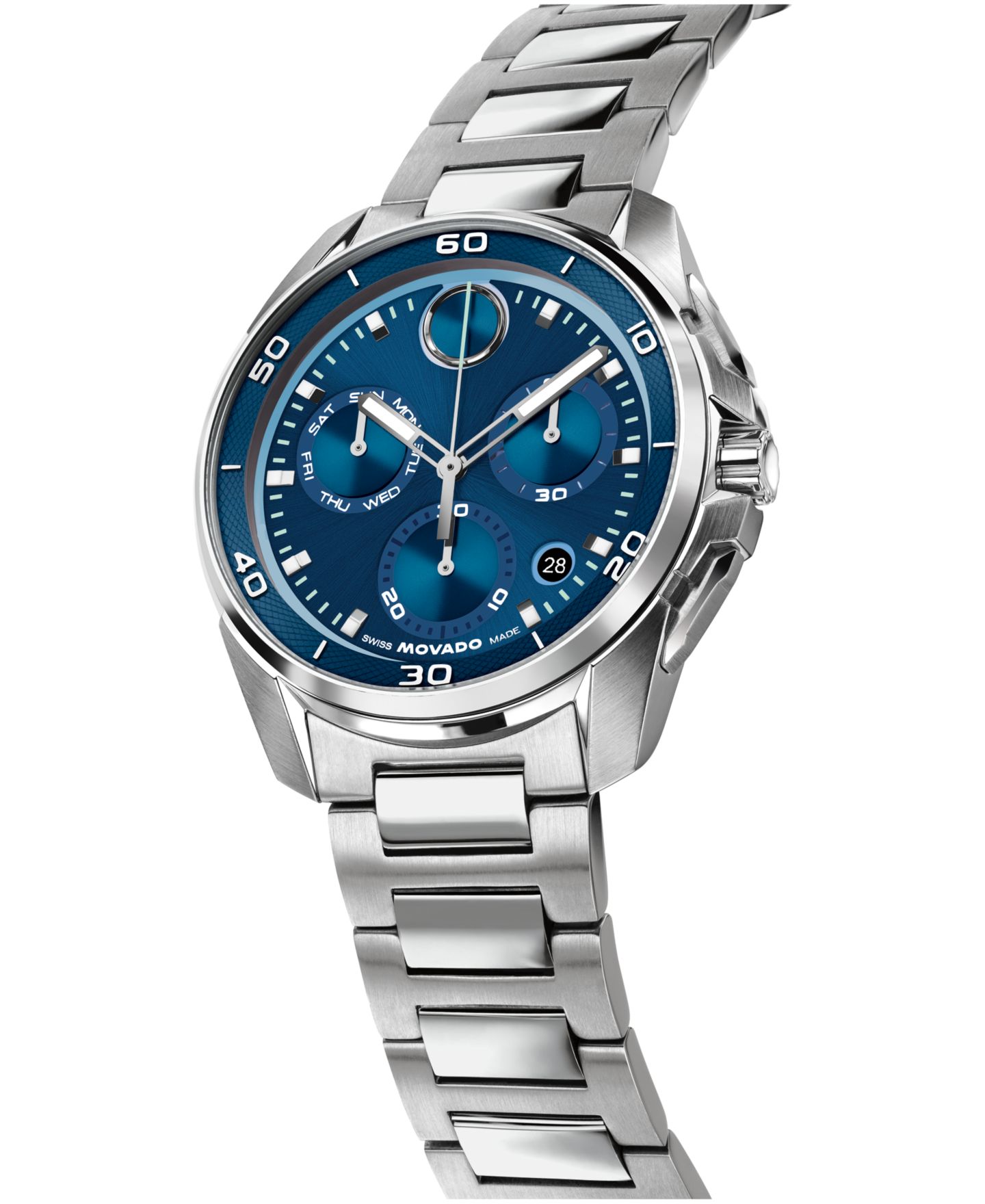 Часы Movado Bold Verso S, швейцарский кварцевый хронограф, нержавеющая сталь, 44 мм — фото 2