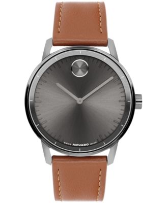 Men's Bold Echo Swiss Quartz Cognac Leather Watch 40mm