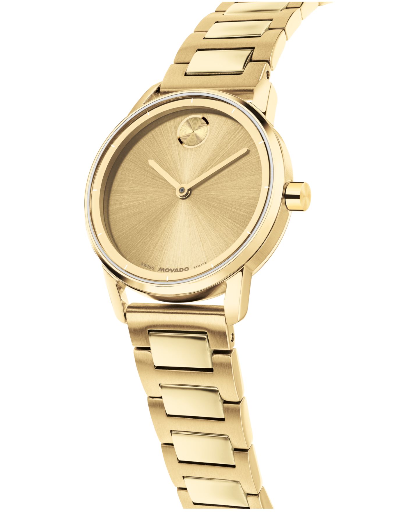 Женские часы Movado Bold Echo Swiss Quartz Ionic Plated Light Yellow Gold Steel Watch 30mm — фото 2