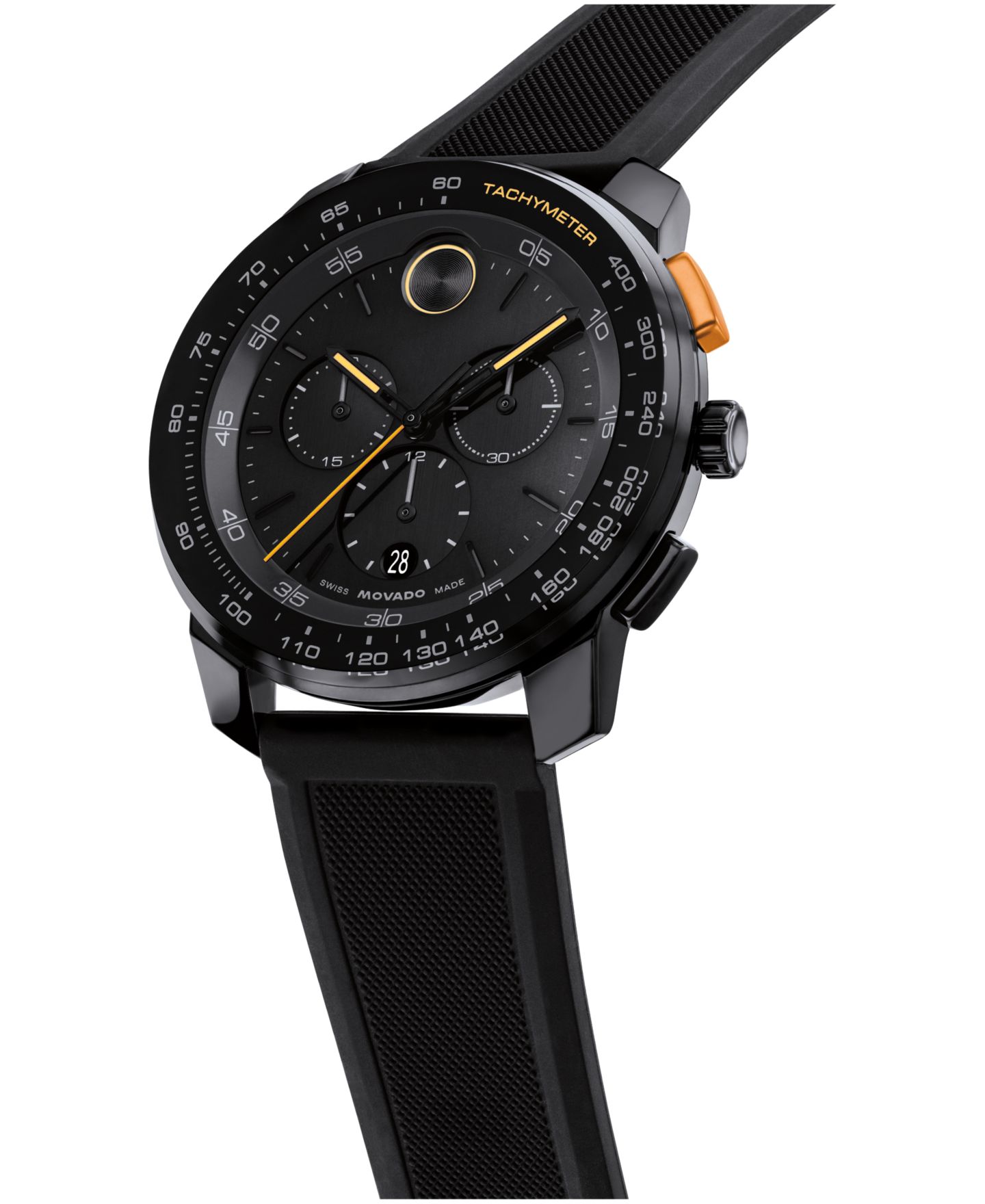 Мужские часы Movado Bold TR90 Swiss Quartz Chrono Black Silicone Watch 43.50mm — фото 2