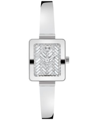 Women's Bold Tank Mini Bangle Swiss Quartz Stainless Steel Watch 20mm x 23mm