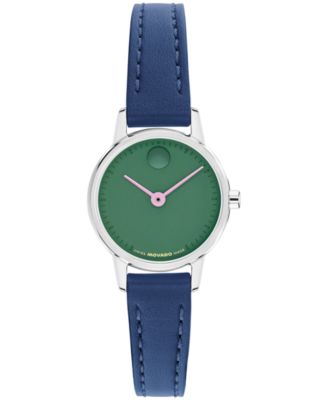 Women's Baby Face Swiss Quartz Navy Leather Watch 22.50mm