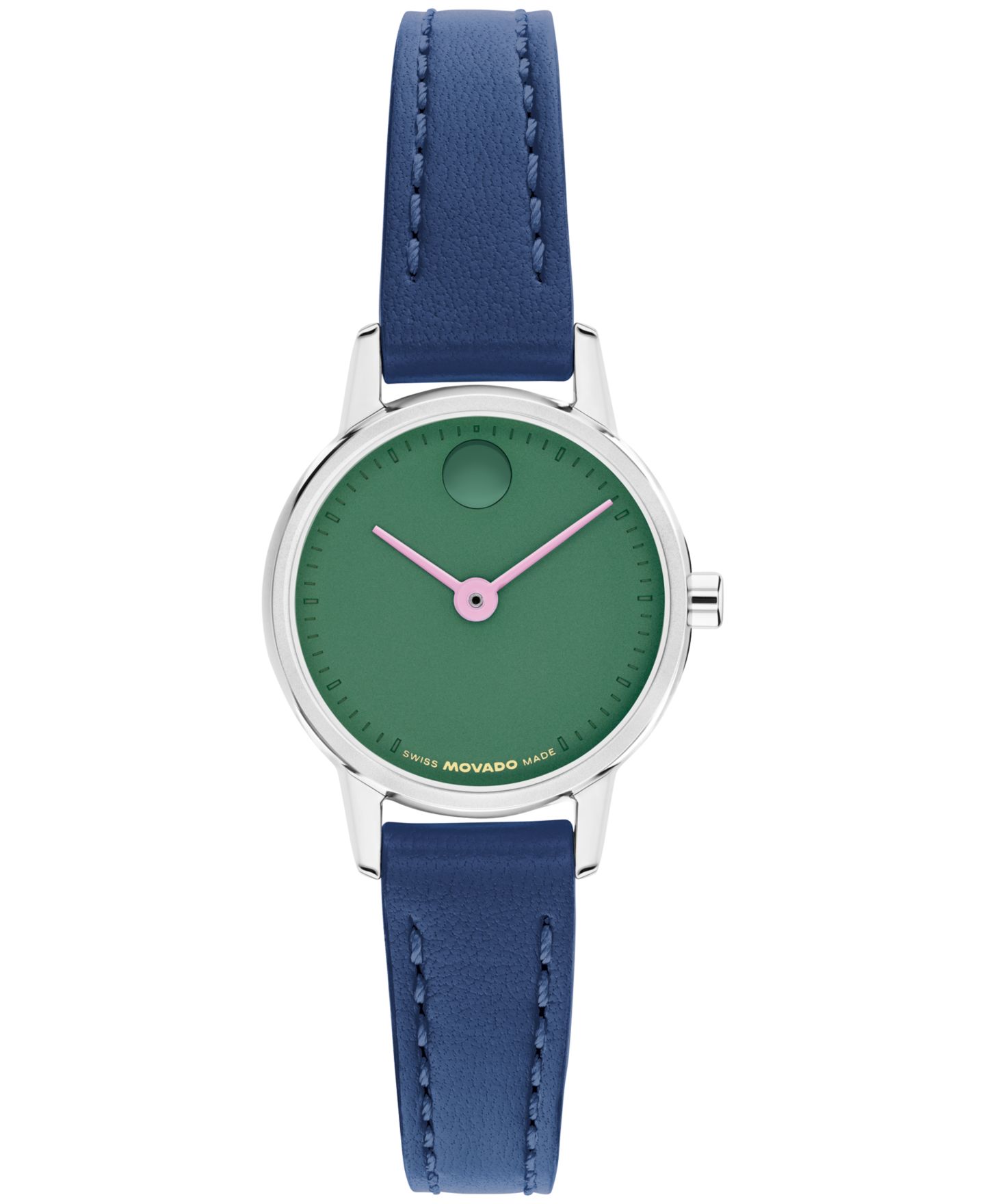 Женские часы Movado Baby Face Swiss Quartz Navy Leather Watch 22.50mm — фото 1