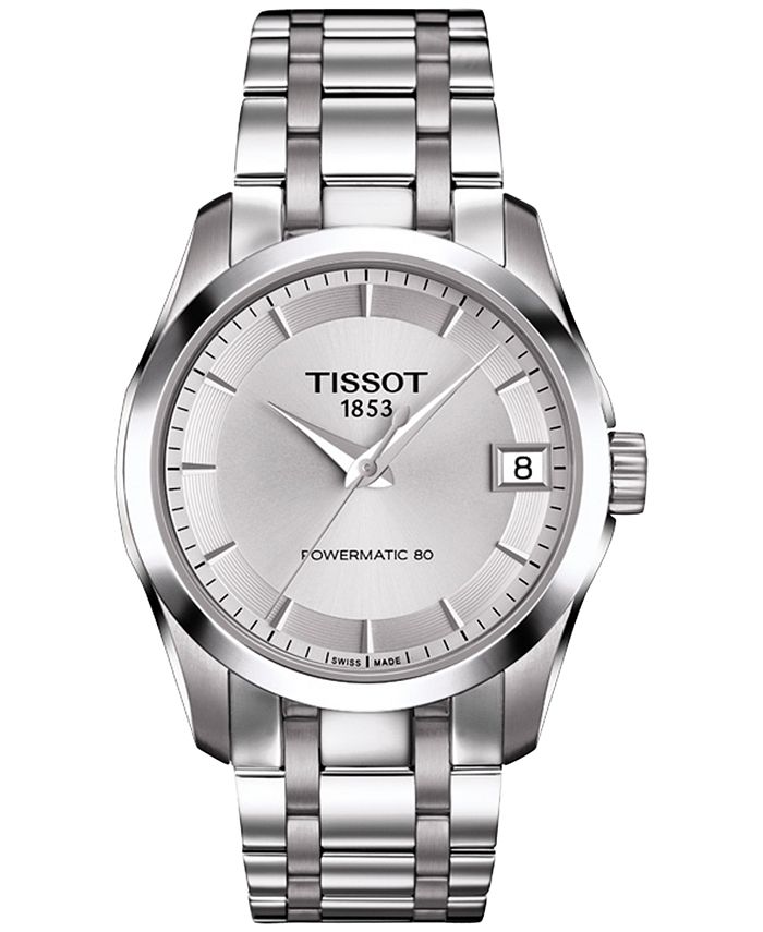 Rennen Bloemlezing invoeren Tissot Women's Swiss Automatic Couturier Powermatic 80 Stainless Steel  Bracelet Watch 32mm T0352071103100 & Reviews - All Fine Jewelry - Jewelry &  Watches - Macy's