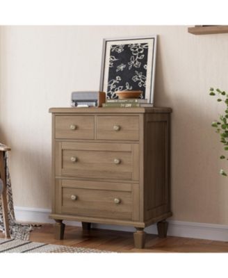 4 Drawer Dresser for Bedroom, Vintage Dresser with Carved Handles and Tapered Legs Design, Wood Chests of Drawers with Large Capacity Storage