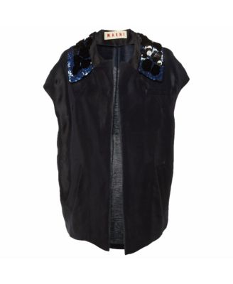 Women's Embellished Detail Silk and Linen Open Jacket