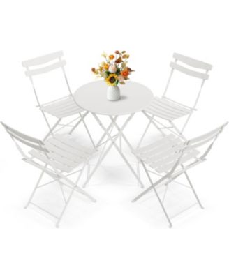 5 Piece Patio Bistro Set - Metal Frame Folding Patio Furniture, Outdoor/Indoor Bistro Table and Chairs Set, No Assembly Needed, for Balcony