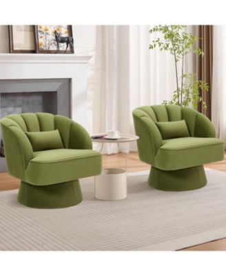 Mid Century 360degree(s) Swivel Barrel Chair, Velvet Accent Lounge Chair 2 PCS