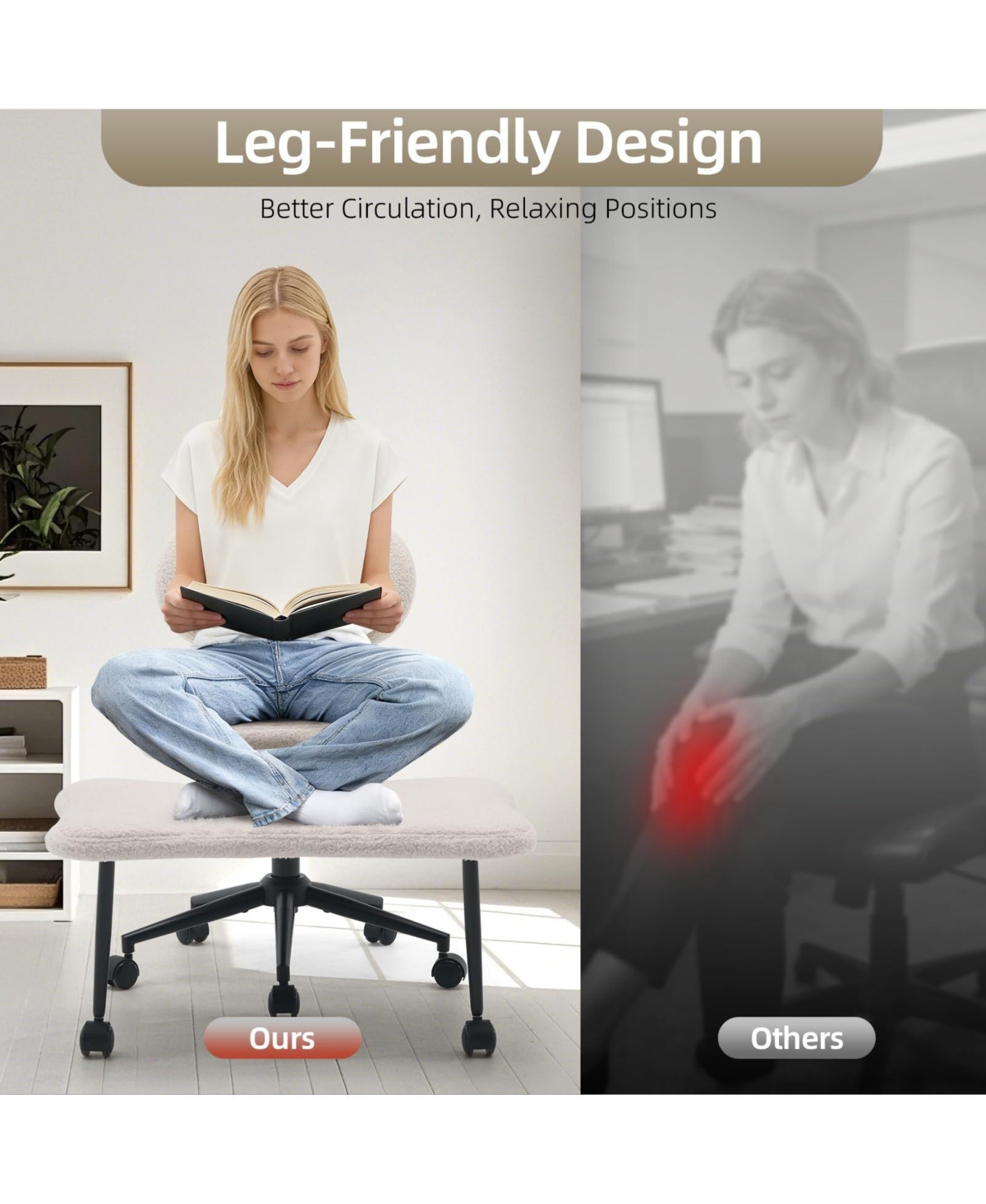 gaomon 360degree(s) Swivel Meditation Kneeling Chair with Wheels, Cross Legged Office Chair