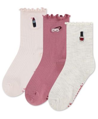 Girls' 4-11 Half-Crew Lettuce Socks, 3-Pack