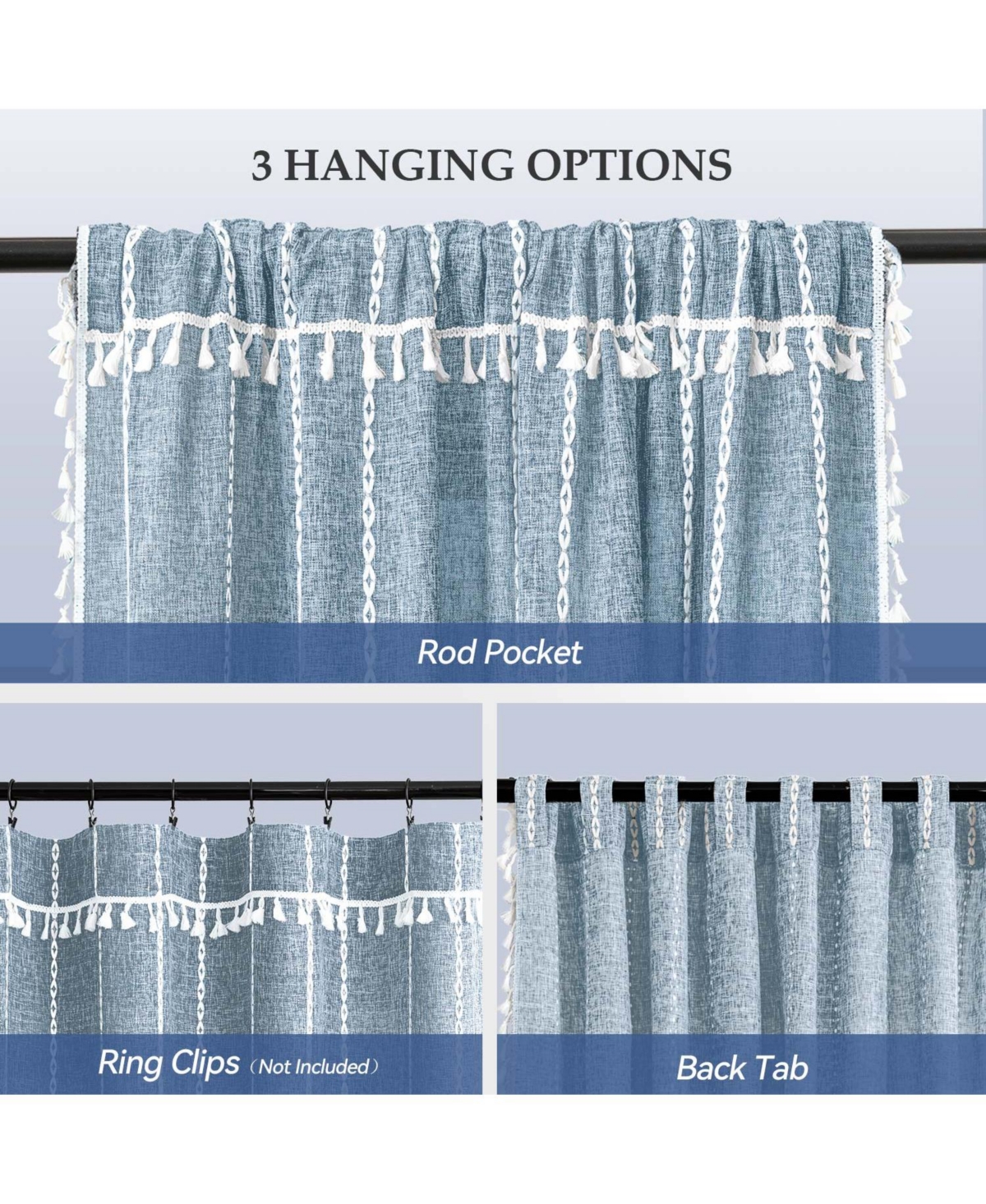 Awesome Home Casual Fringe Light Filtering Curtains Pair