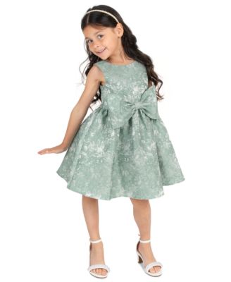 Girls' 2T-6X Brocade Bodice with Large Self Bow Dress 