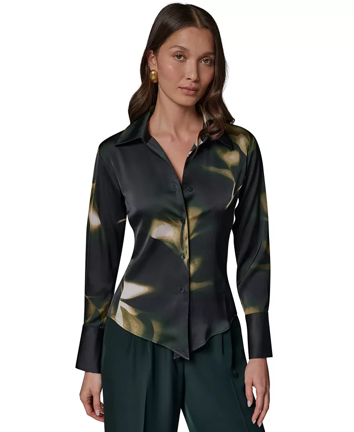 Petite Collared Button-Front Blouse
