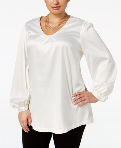 Melissa McCarthy Seven7 Trendy Plus Size Puff-Sleeve Top