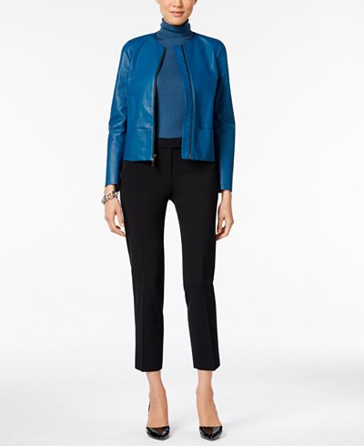 Anne Klein Leather Jacket, Turtleneck & Skinny Pants