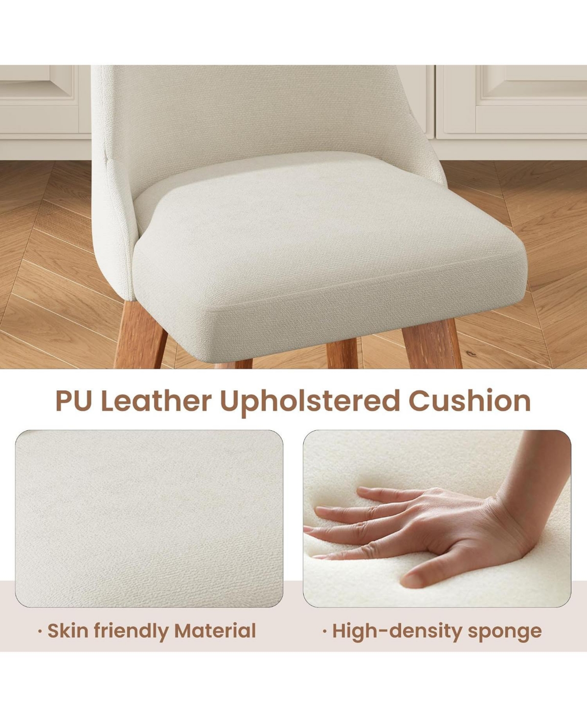 gaomon Counter Height Bar Stools Set of 2, Linen Fabric Bar Chairs with Backs and Wood Legs, 360degree(s) Swivel Barstools, 26" Seat Height