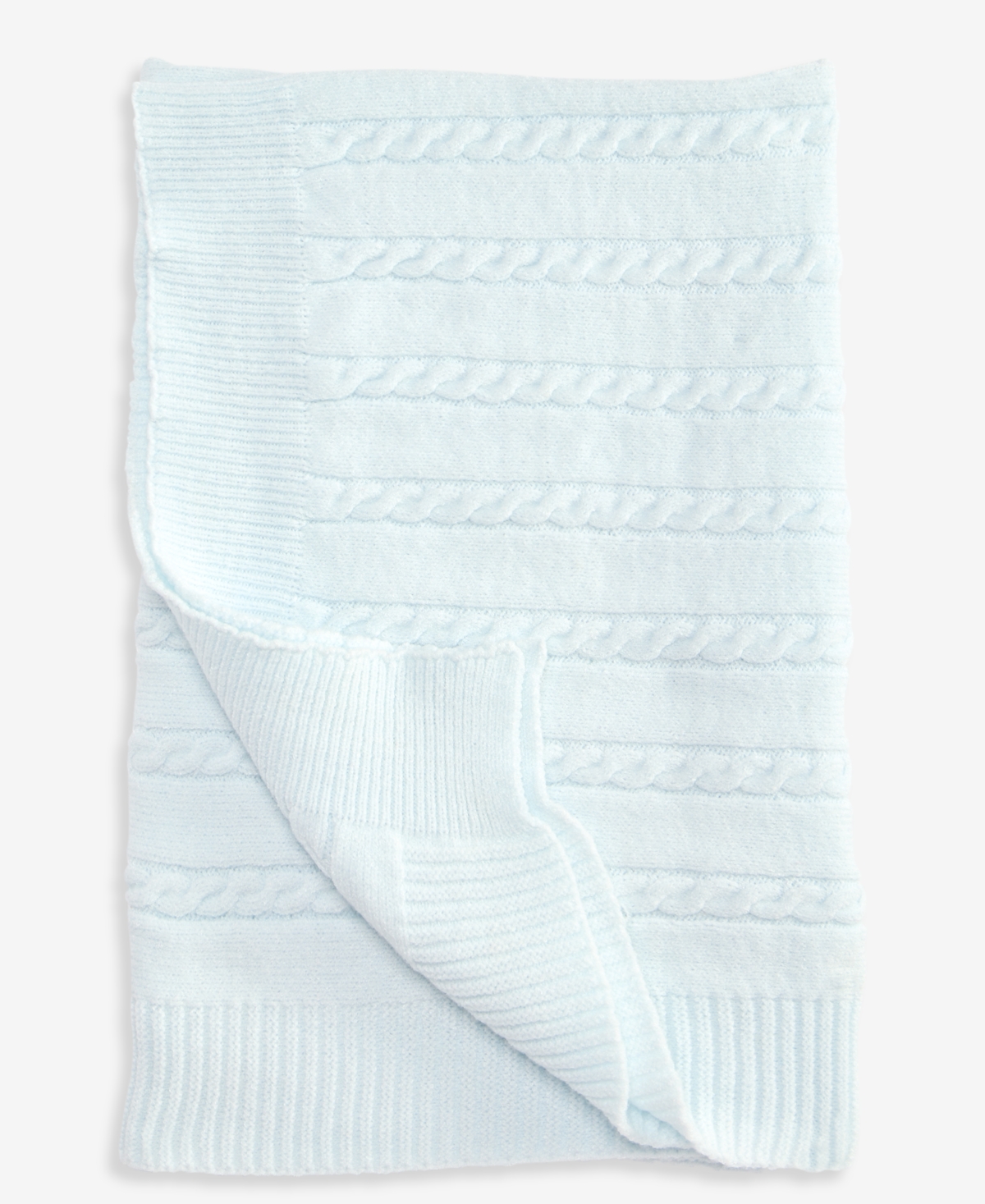 First Impressions Kids' Baby Boys' Or Baby Girls' Cable-knit Ribbed-border Blanket, Macy's Exclusive In Blue