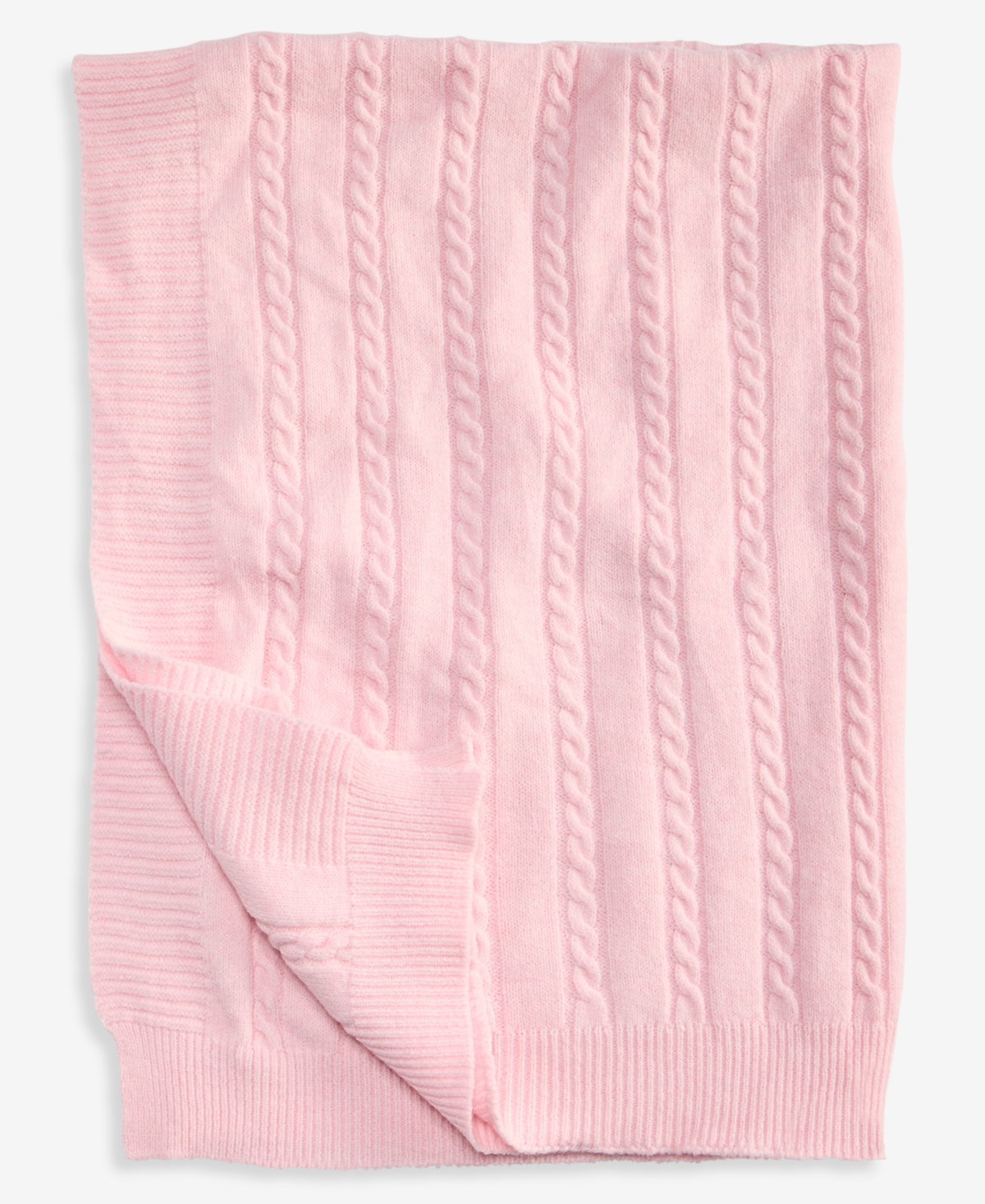 First Impressions Kids' Baby Boys' Or Baby Girls' Cable-knit Ribbed-border Blanket, Macy's Exclusive In Pink