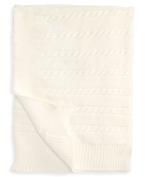 Плед First Impressions Ultrasoft Cable-Knit Ribbed-Border Blanket для малышей, цвет: Слоновая кость