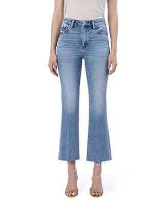 Women's High Rise Raw Hem Kick Flare Jeans