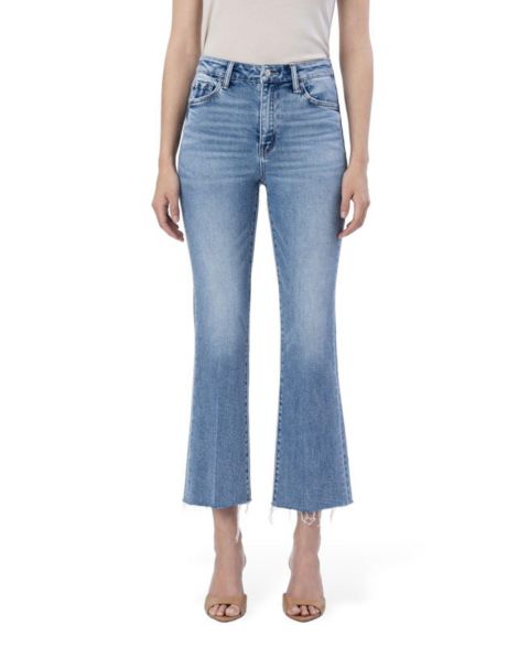 Женские джинсы Flying Monkey High Rise Raw Hem Kick Flare, цвет: Синий