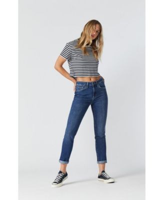 Women's Kathleen Mid Rise Boyfriend In Mid Feather Blue