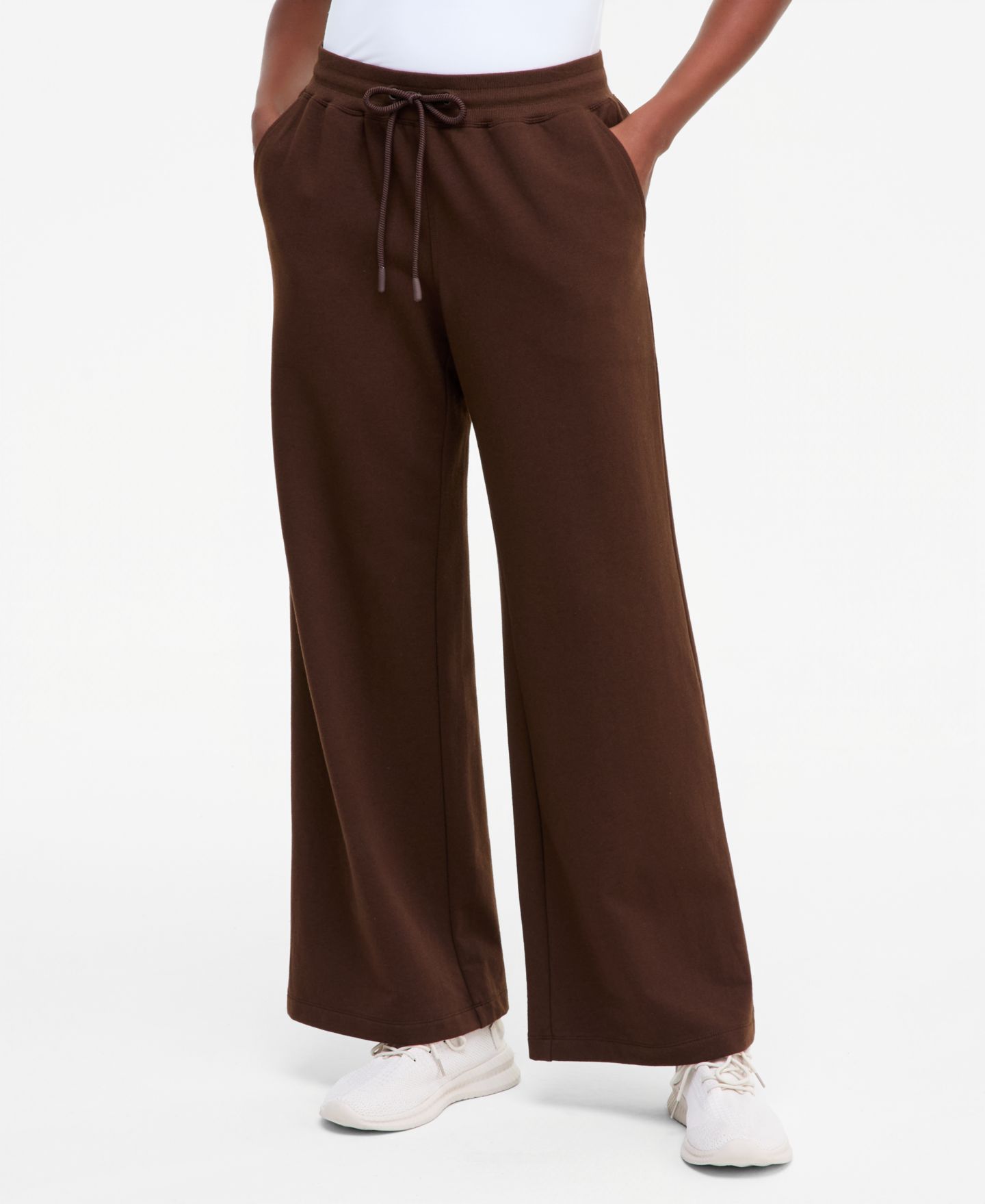 Женские брюки ID Ideology Fleece Open-Hem Wide-Leg, цвет: Кофейный — фото 3