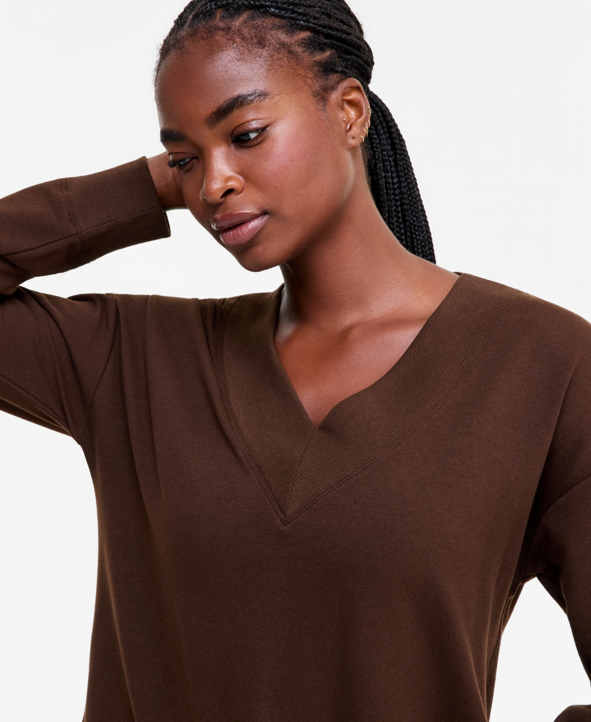 Id Ideology Women's Fleece V-Neck Sweatshirt, Created for Macy's