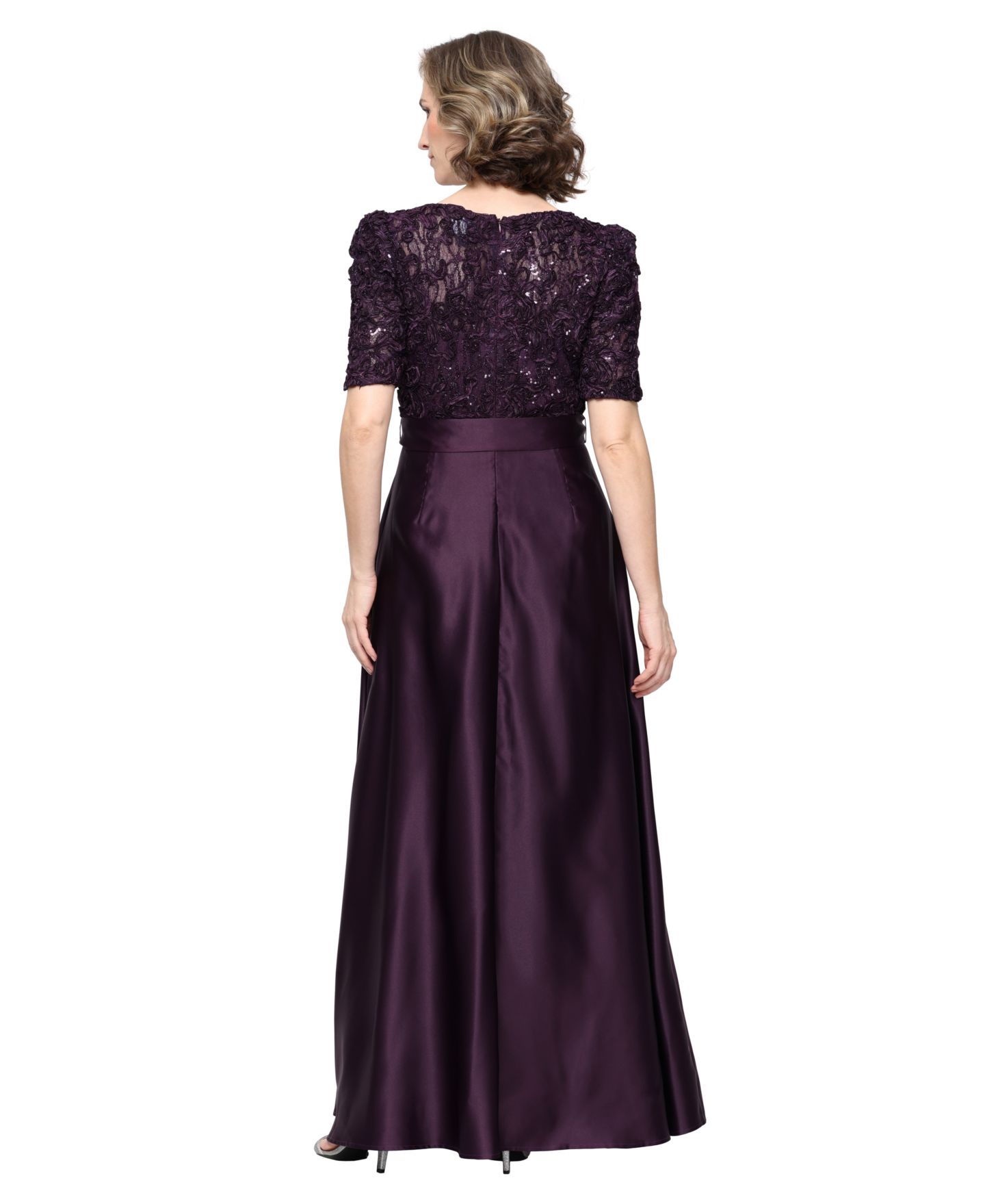Женское платье Alex Evenings Petite Catherine Long V-Neck Empire Waist, цвет: Глубокий сливовый — фото 3