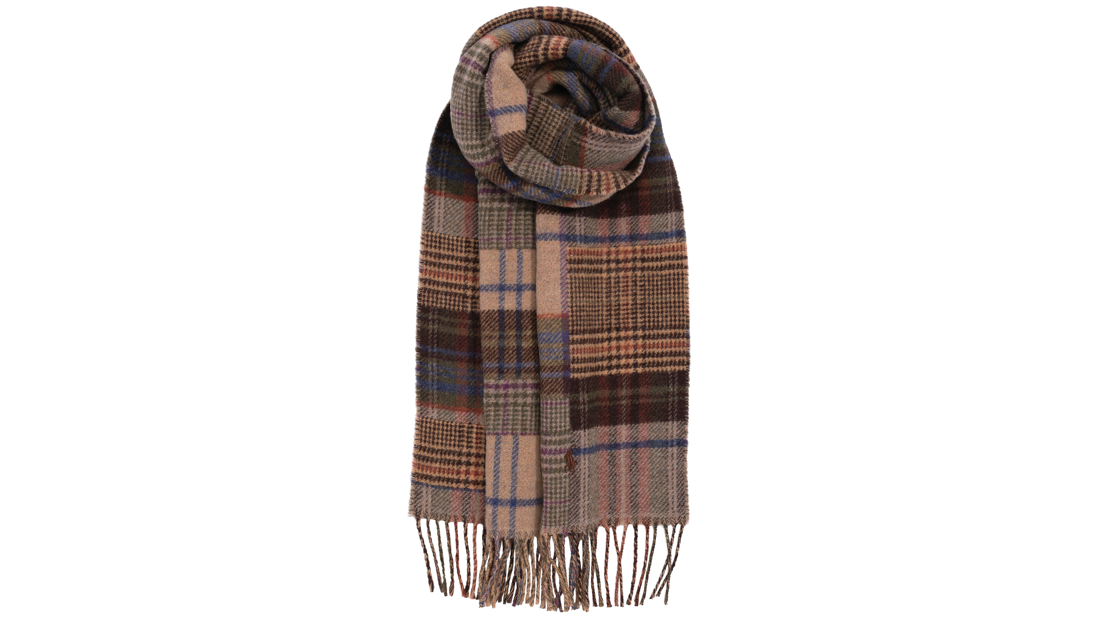 Polo Ralph Lauren Men's Twisted Rope Fringe Patchwork Scarf
