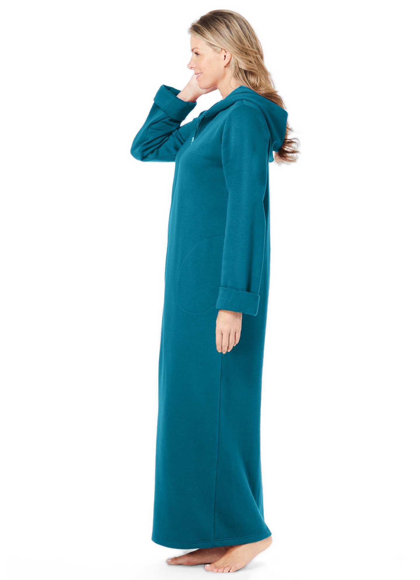 Халат Hooded, флис — Dreams & Co., цвет: Глубокий бирюзовый — фото 4