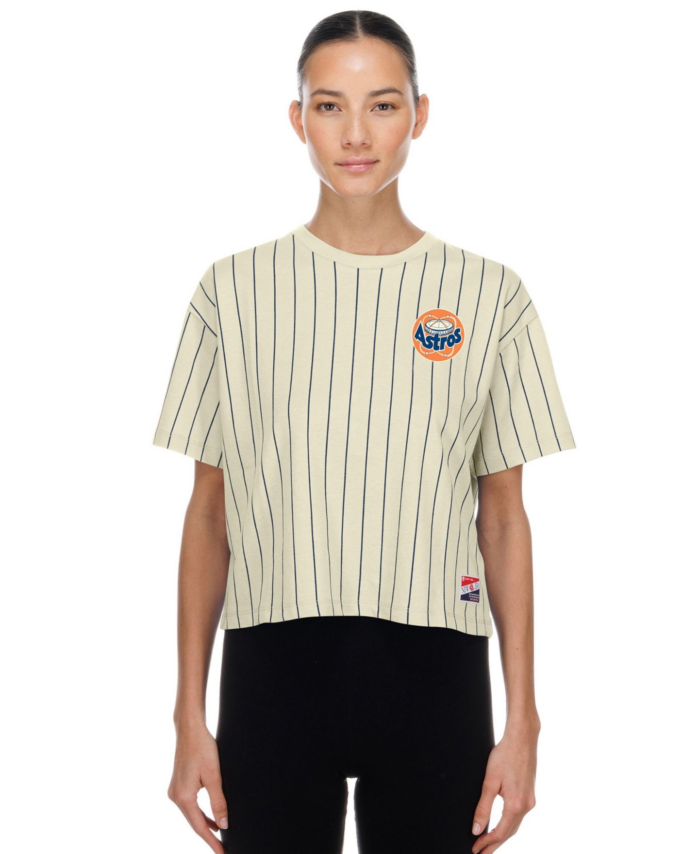Женская футболка New Era Cream Houston Astros Throwback Boxy — фото 1