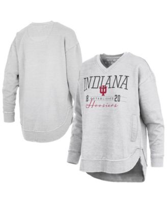 Women's Heather Gray Indiana Hoosiers Marcus East Hall Poncho V-Neck Sweatshirt